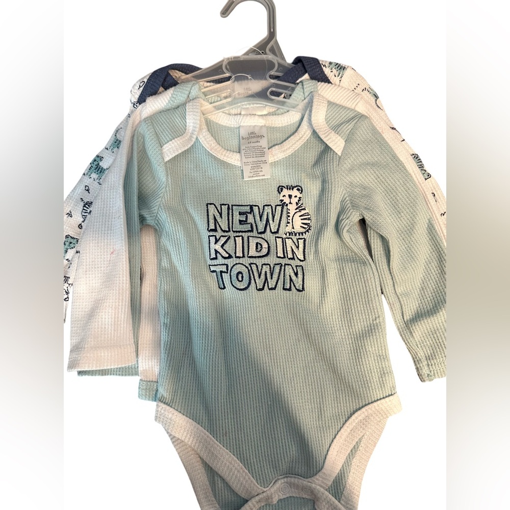 Little Beginnings Boys 3 Piece Long Sleeve Onsies NEW